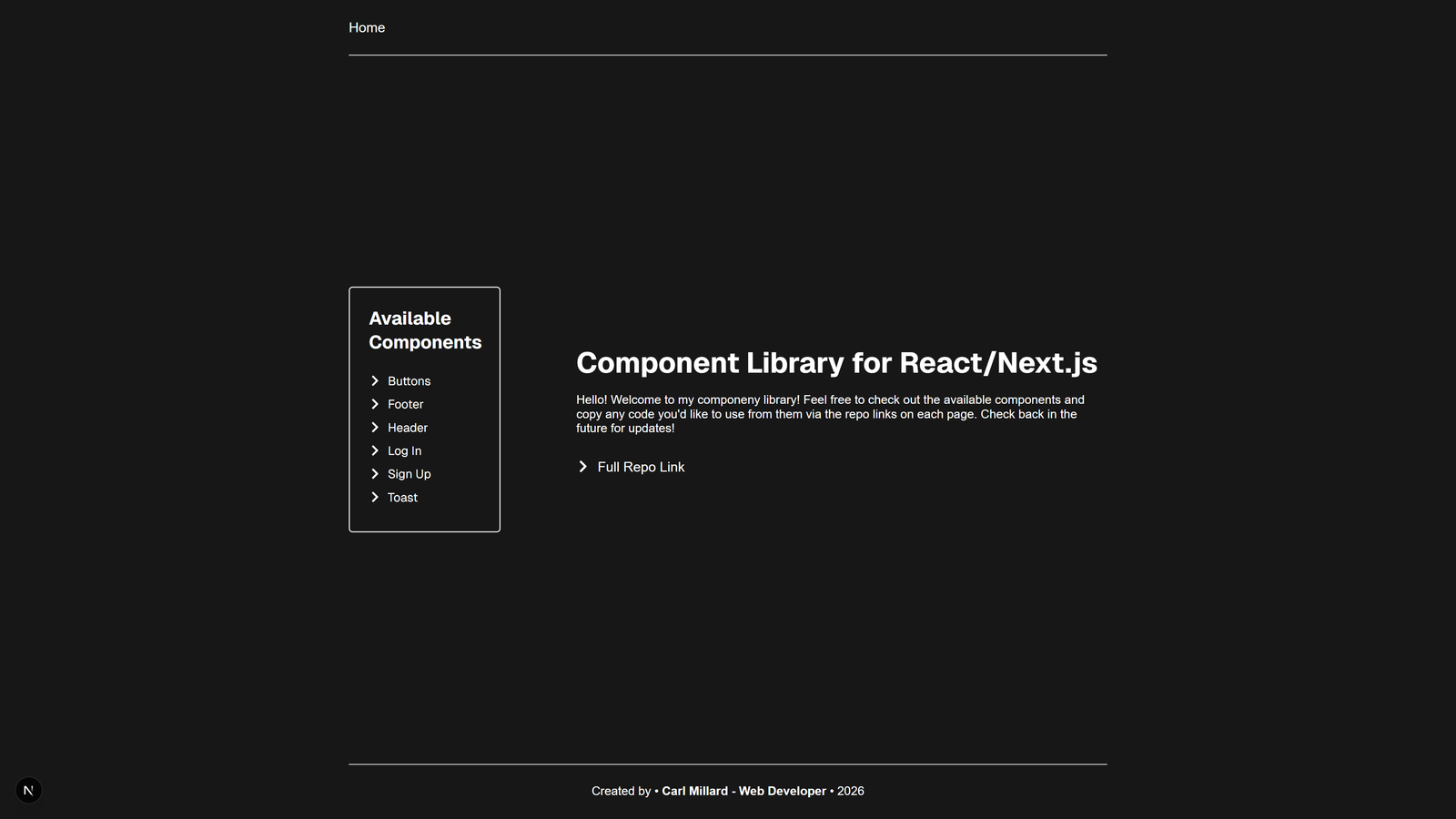 React Component Library Screenshot