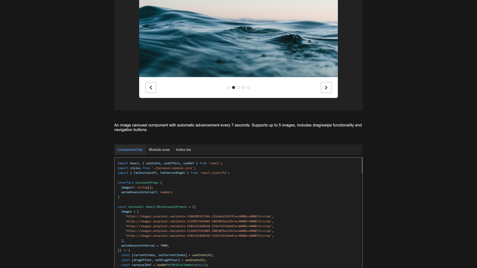 React Component Library Screenshot