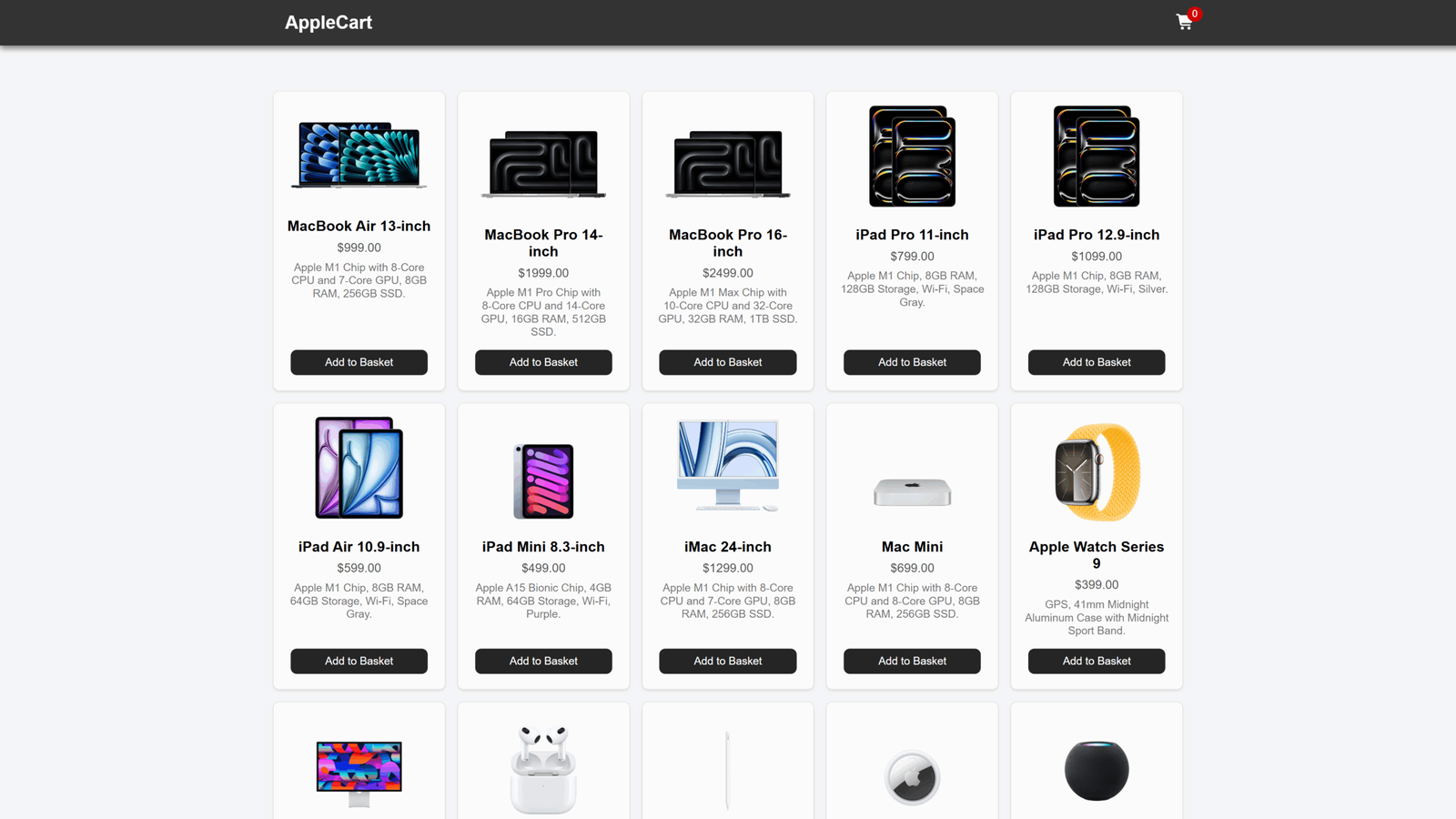 AppleCart UI Demo Screenshot